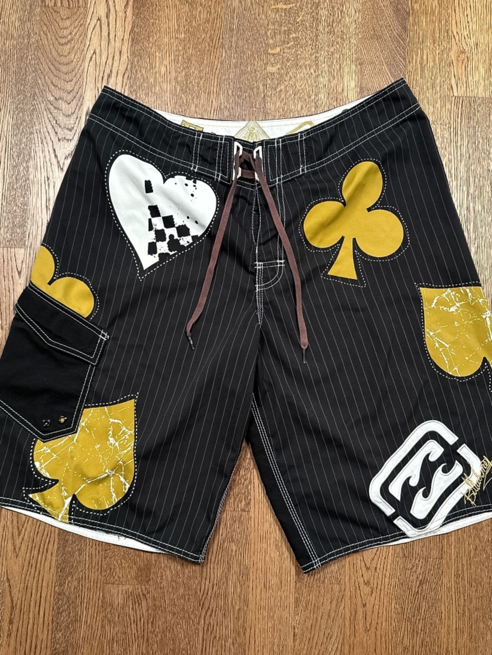 Vintage Billabong Taj Burrow Signature Playing Card Suits Board Shorts Mens 36